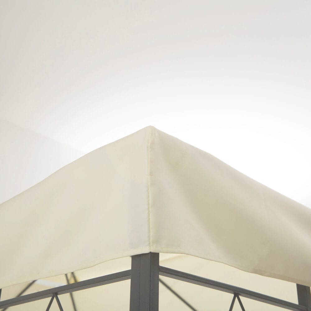 Cremeweißes Ersatzdach für einen Metallpavillon der Größe 4x3m.