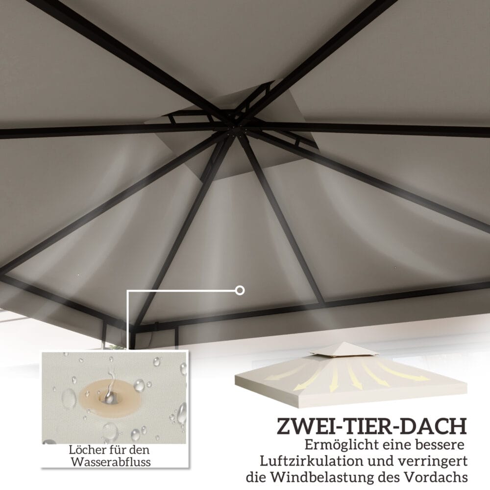 Cremeweißes Ersatzdach für einen Pavillon der Größe 3x3m.