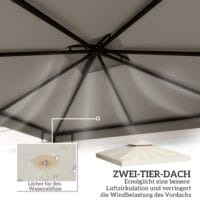 Cremeweißes Ersatzdach für einen Pavillon der Größe 3x3m.
