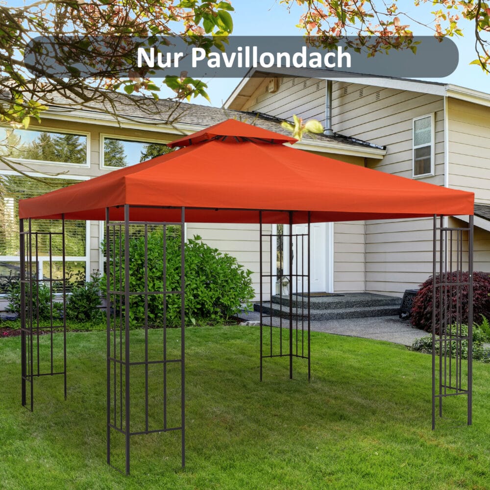 Rostrotes, wetterfestes und langlebiges Ersatzdach für einen 3x3m Pavillon.