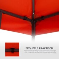 Rostrotes, wetterfestes und langlebiges Ersatzdach für einen 3x3m Pavillon.