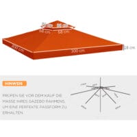 Rostrotes, wetterfestes und langlebiges Ersatzdach für einen 3x3m Pavillon.