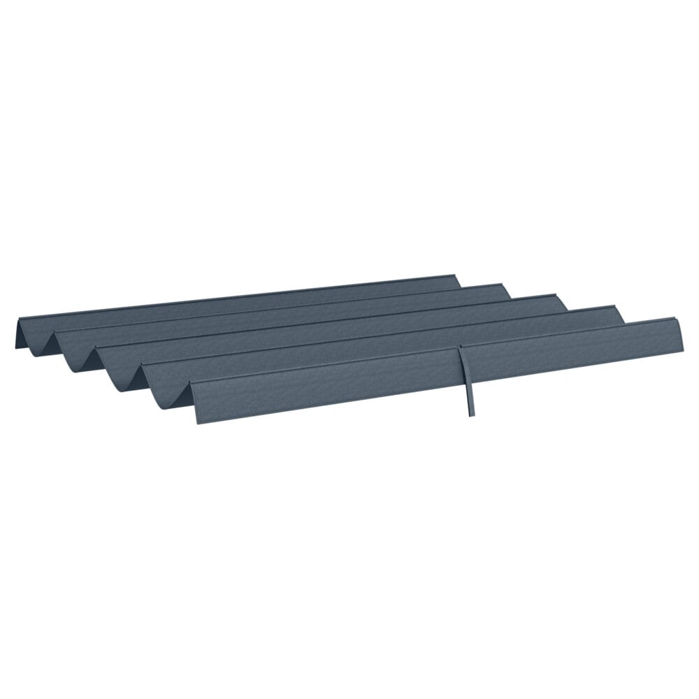 Dunkelgraues Ersatzdach für eine 3x25m Pergola mit UV-Schutz.