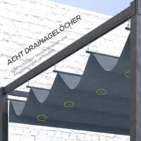 Dunkelgraues Ersatzdach für eine 3x25m Pergola mit UV-Schutz.