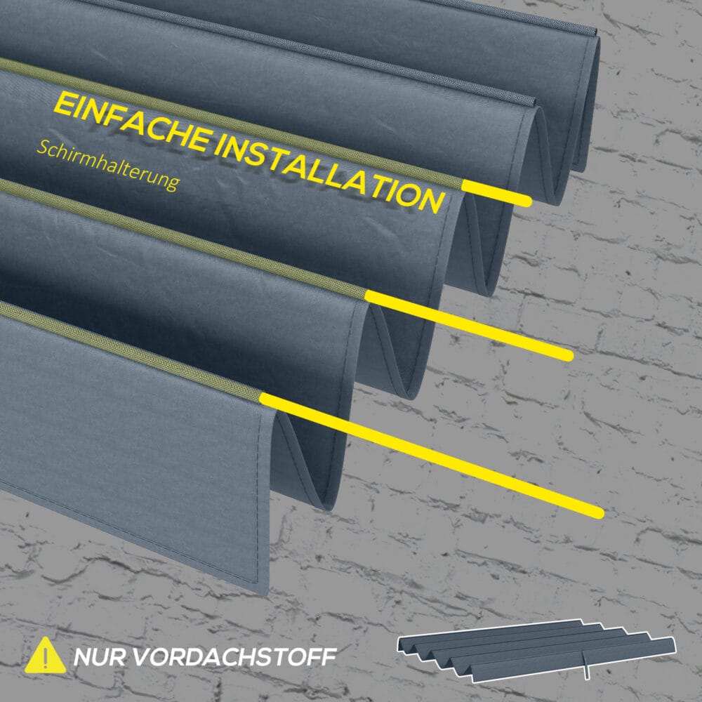 Dunkelgraues Ersatzdach für eine 3x25m Pergola mit UV-Schutz.