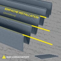 Dunkelgraues Ersatzdach für eine 3x25m Pergola mit UV-Schutz.