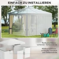 Wasserdichtes Ersatzdach mit 2 Seitenwänden als Pavillon-Zubehör in Weiß.