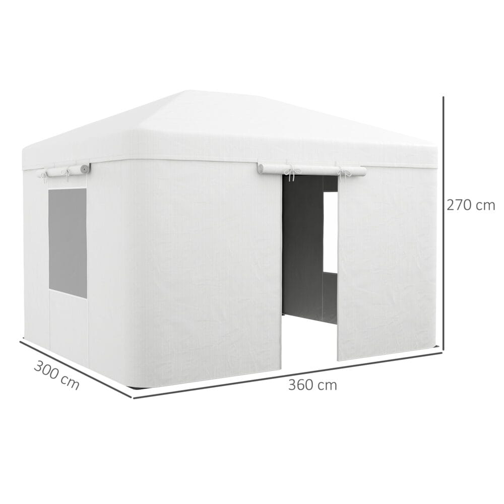 Wasserdichtes Ersatzdach mit 2 Seitenwänden als Pavillon-Zubehör in Weiß.