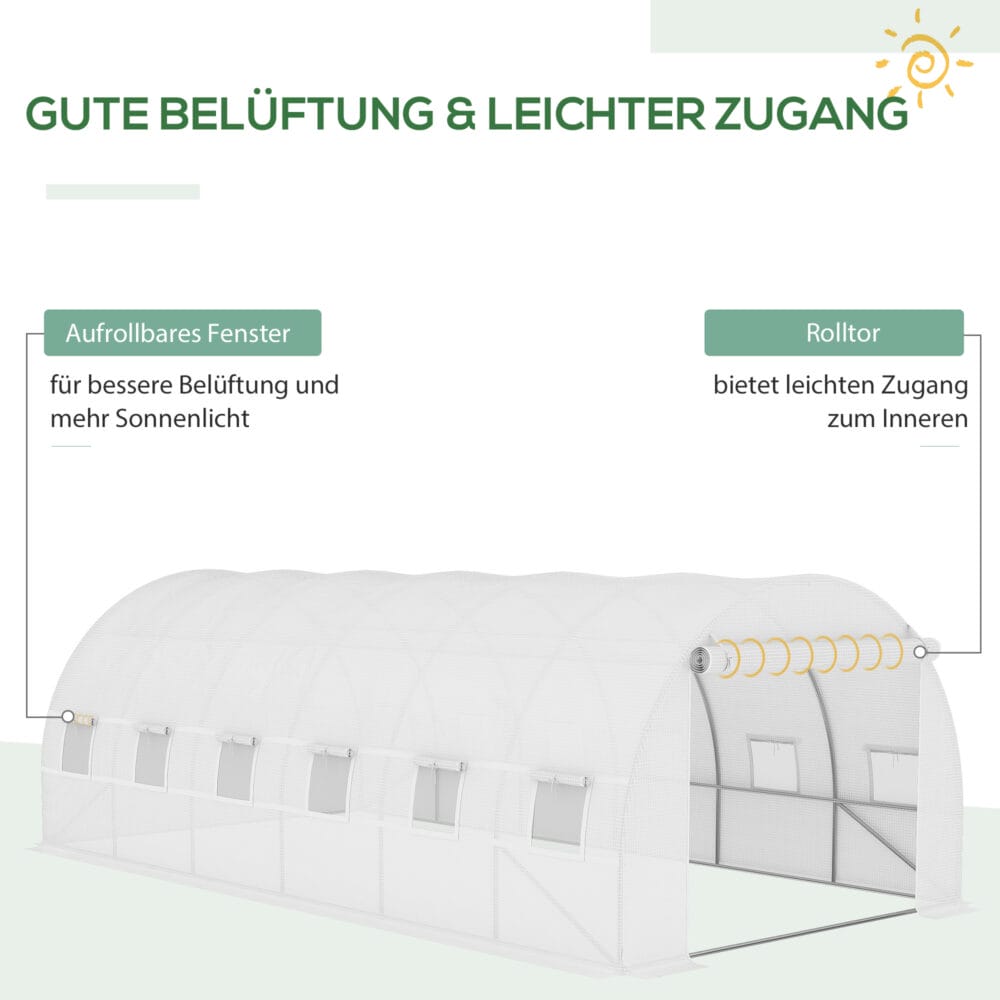 Ersatzfolie für Gewächshaus, Maße 600x300x200 cm, Farbe Weiss.