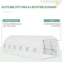 Ersatzfolie für Gewächshaus, Maße 600x300x200 cm, Farbe Weiss.