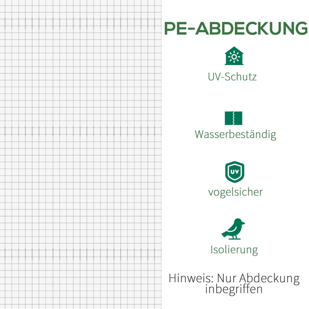 Ersatzfolie für Gewächshaus, Maße 600x300x200 cm, Farbe Weiss.