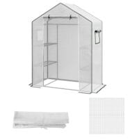 Ersatzfolie mit UV-Schutz und Rolltür für Gewächshaus 140x73x190 cm, Farbe Weiss.