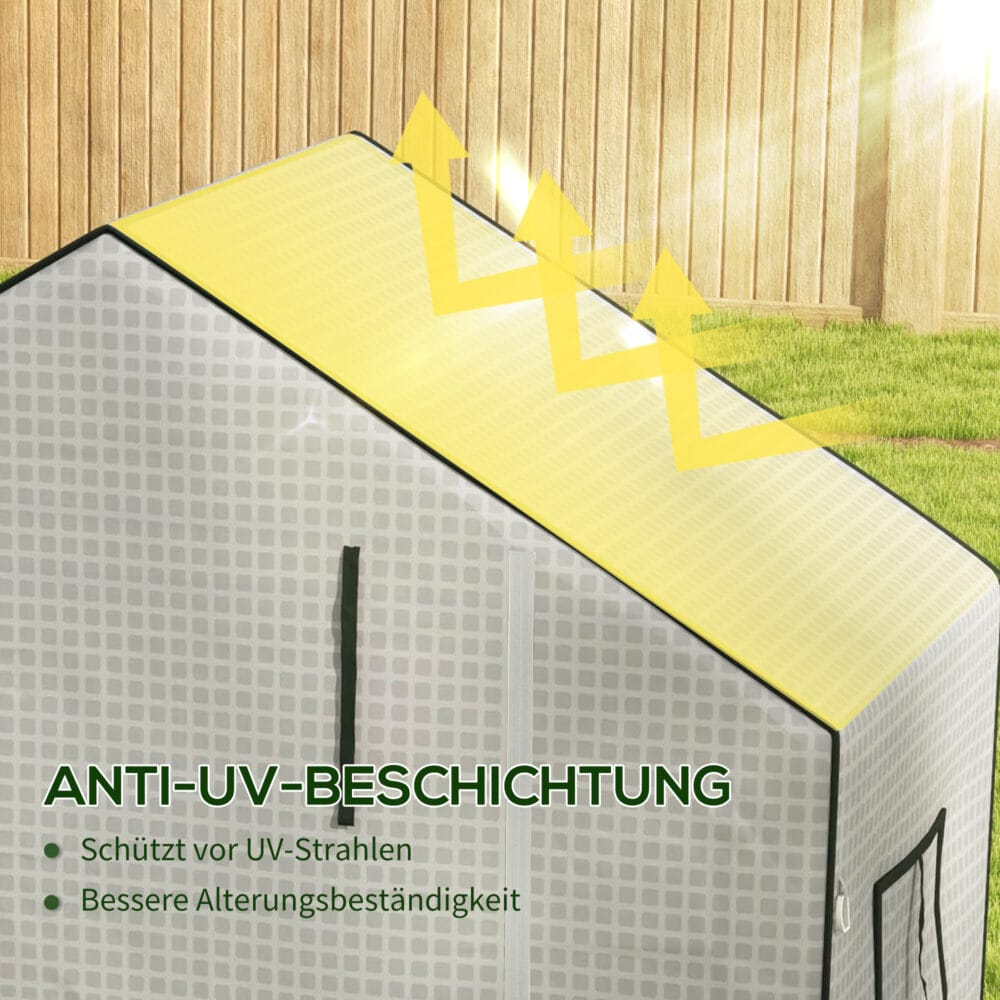 Ersatzfolie mit UV-Schutz und Rolltür für Gewächshaus 140x73x190 cm, Farbe Weiss.