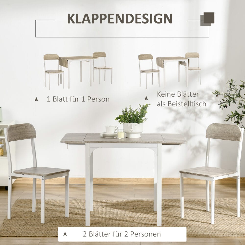Essgruppe 3-teilig klappbar Natur & Weiss – Produktfoto zeigt modernes Design, hochwertige Materialien und funktionale Eigenschaften ideal für Wohn- oder Arbeitsbereiche. Perfekt als Einrichtungsinspiration oder zur Produktpräsentation in einem Onlineshop.