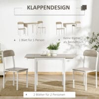 Essgruppe 3-teilig klappbar Natur & Weiss – Produktfoto zeigt modernes Design, hochwertige Materialien und funktionale Eigenschaften ideal für Wohn- oder Arbeitsbereiche. Perfekt als Einrichtungsinspiration oder zur Produktpräsentation in einem Onlineshop.