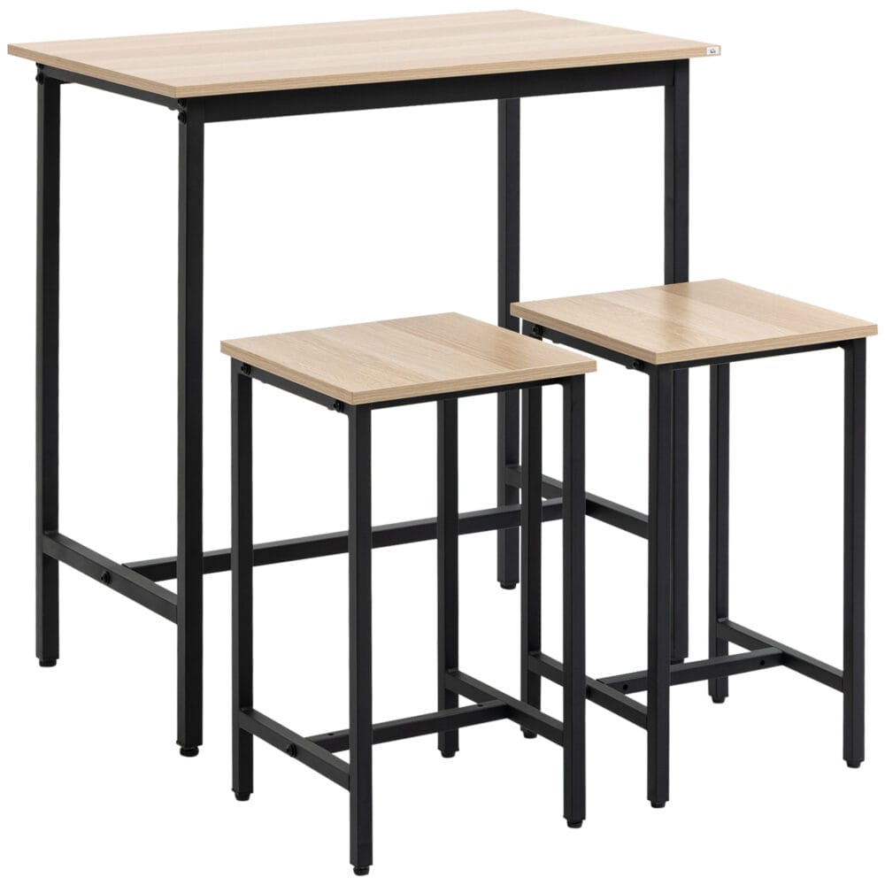 Essgruppe 3-teilig kompakt und stilvoll Naturholz-Look – Produktfoto zeigt modernes Design, hochwertige Materialien und funktionale Eigenschaften ideal für Wohn- oder Arbeitsbereiche. Perfekt als Einrichtungsinspiration oder zur Produktpräsentation in einem Onlineshop.
