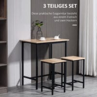 Essgruppe 3-teilig kompakt und stilvoll Naturholz-Look – Produktfoto zeigt modernes Design, hochwertige Materialien und funktionale Eigenschaften ideal für Wohn- oder Arbeitsbereiche. Perfekt als Einrichtungsinspiration oder zur Produktpräsentation in einem Onlineshop.