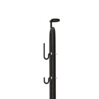 Ein schwarzer Fahrradständer aus wetterfestem Metall, Maße 45x44x118cm.