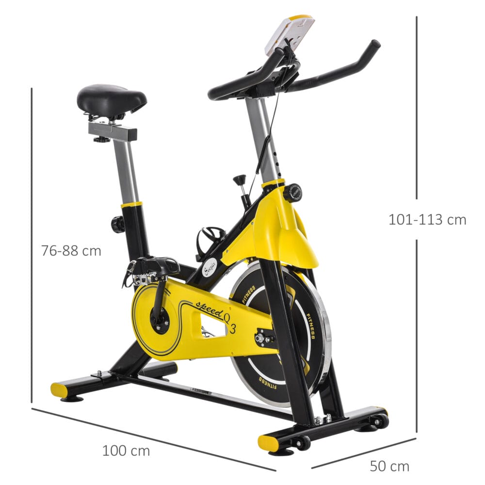 Höhenverstellbarer Fahrradtrainer mit LCD-Display.