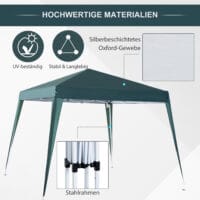 Grüner Faltpavillon 24x24m mit UV-Schutz, faltbar.