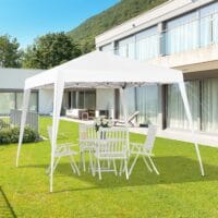 Weißer Faltpavillon 24x24m mit UV-Schutz, faltbar.