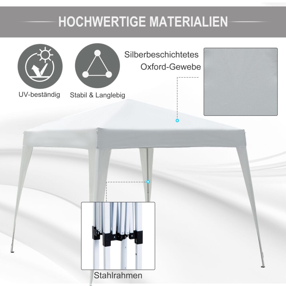 Weißer Faltpavillon 24x24m mit UV-Schutz, faltbar.