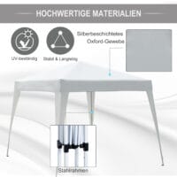 Weißer Faltpavillon 24x24m mit UV-Schutz, faltbar.