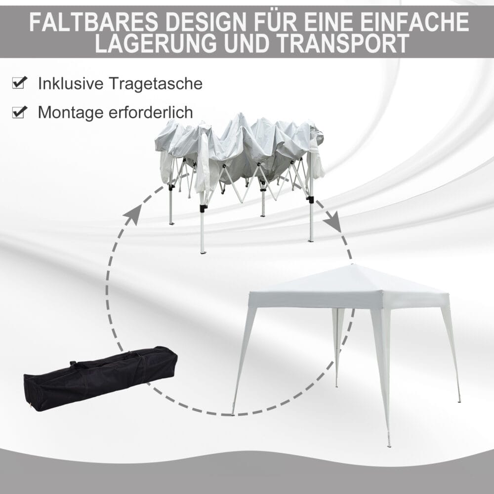 Weißer Faltpavillon 24x24m mit UV-Schutz, faltbar.