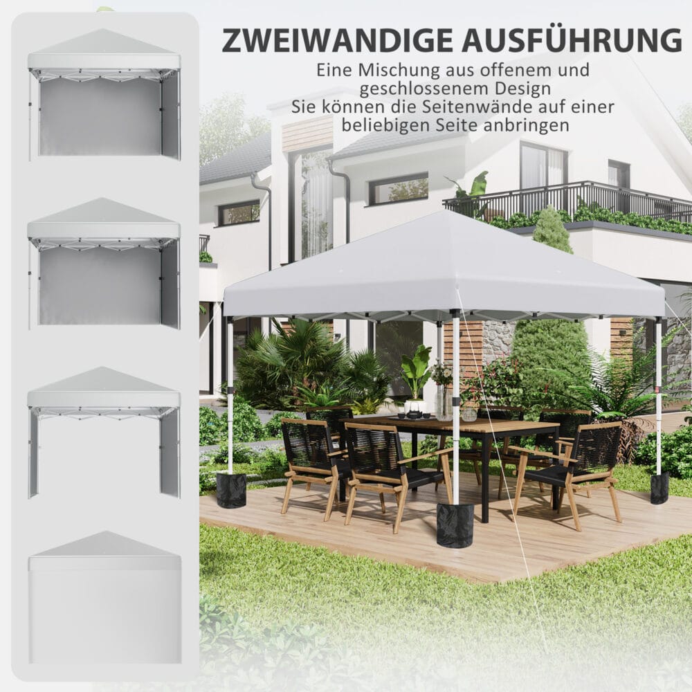 Faltpavillon 3x3m mit 2 Seitenwänden.