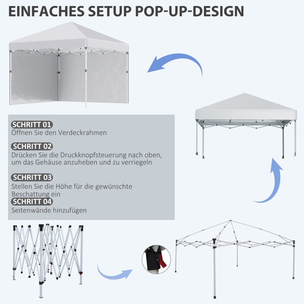 Faltpavillon 3x3m mit 2 Seitenwänden.