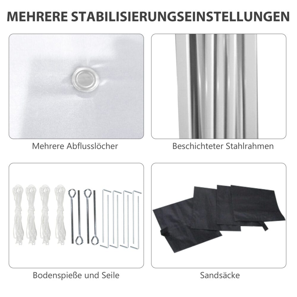 Faltpavillon 3x3m mit 2 Seitenwänden.