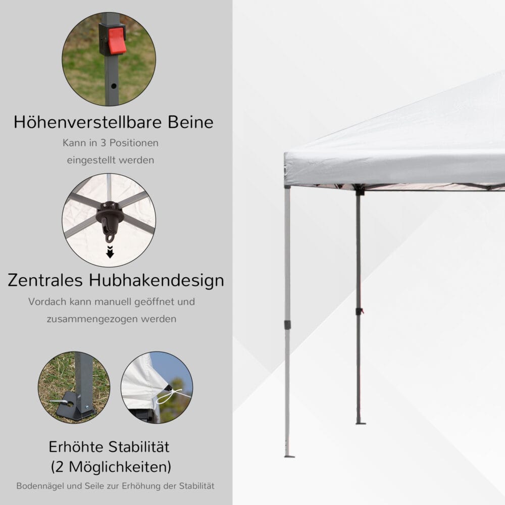 Cremeweißer Faltpavillon 59x295m mit Tragetasche.
