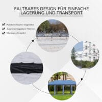 Cremeweißer Faltpavillon 59x295m mit Tragetasche.