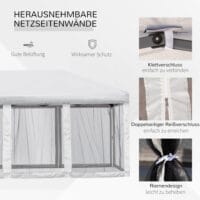 Cremeweißer Faltpavillon 59x295m mit Tragetasche.
