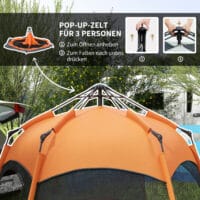 Familienzelt als Quick-Up-Zelt für 4–6 Personen, wasserdicht.