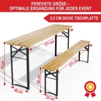 Robuste klappbare Bierzeltgarnitur für Feste und Garten.