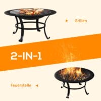 Feuerschale Feuerkorb mit Grill und Funkenschutz Ø 76cm