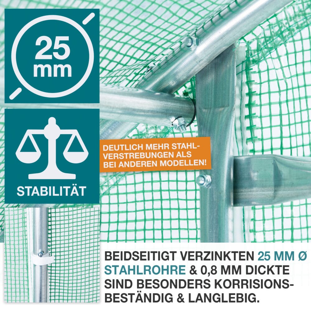 Stabiles Foliengewächshaus (200x200x300cm), wetterfest für Pflanzenzucht.
