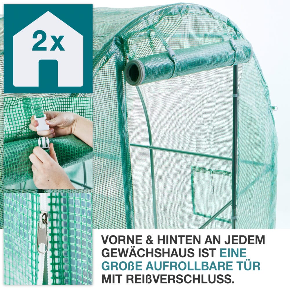 Stabiles Foliengewächshaus (200x200x300cm), wetterfest für Pflanzenzucht.