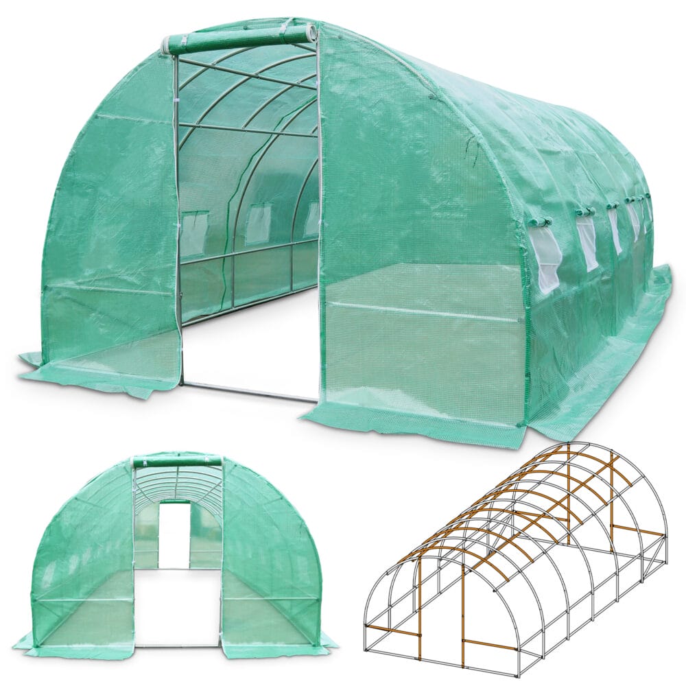 Großes Foliengewächshaus (300x200x600cm), stabil und wetterfest für Ihren Garten.