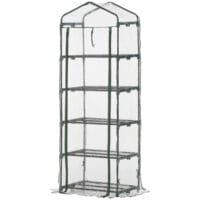Foliengewächshaus mit 5 Regalen, transparent, ideal für Anzucht, Grün.