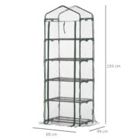 Foliengewächshaus mit 5 Regalen, transparent, ideal für Anzucht, Grün.