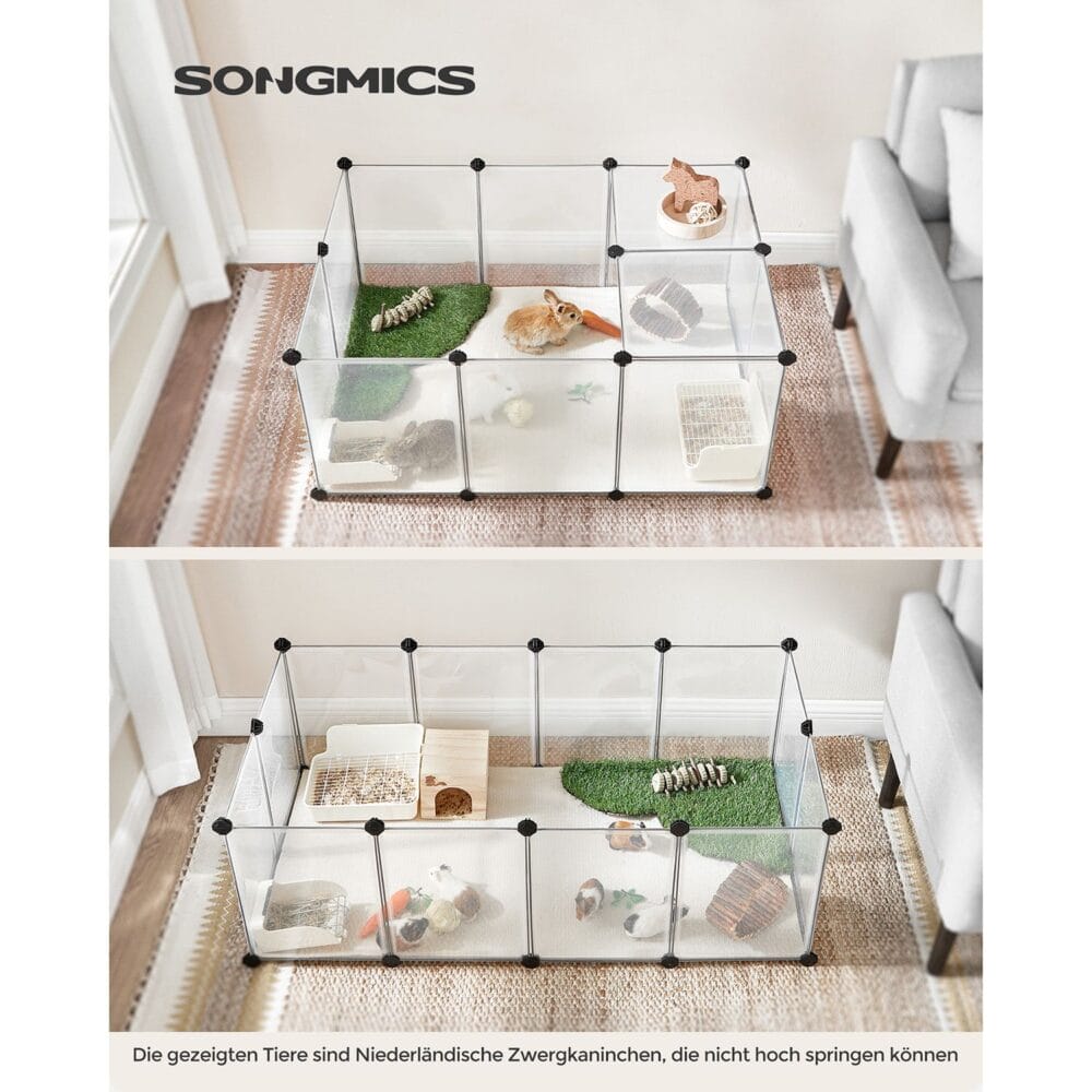 Robustes Freigehege mit Bodenplatten für Kleintiere und Kaninchen.