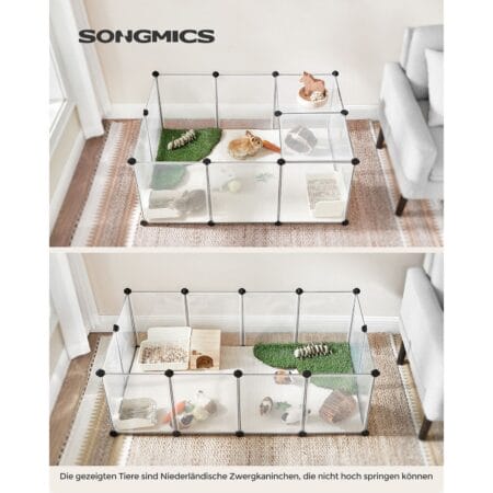 Robustes Freigehege mit Bodenplatten für Kleintiere und Kaninchen.