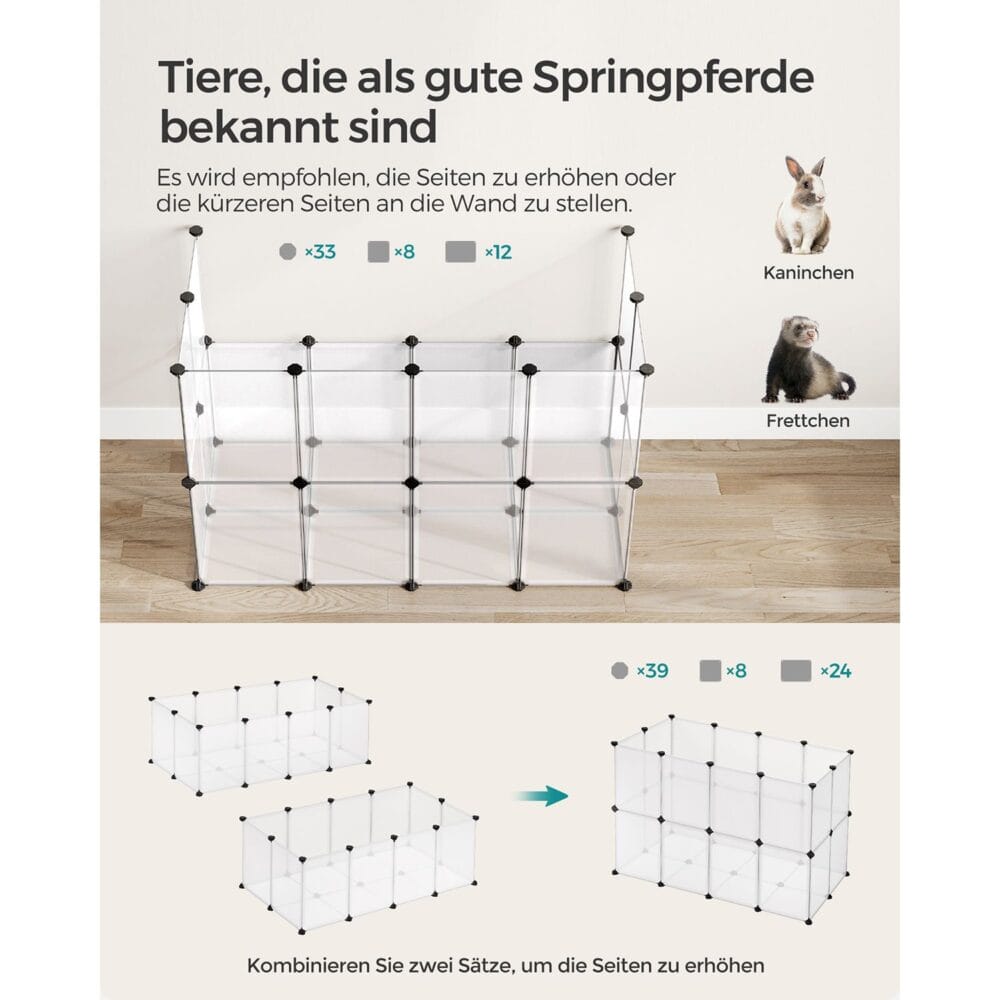 Robustes Freigehege mit Bodenplatten für Kleintiere und Kaninchen.