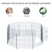 8-teiliges Freilaufgehege für Haustiere, 63x76cm.