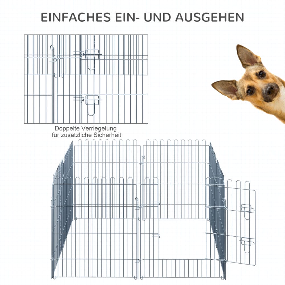 8-teiliges Freilaufgehege für Haustiere, 63x76cm.