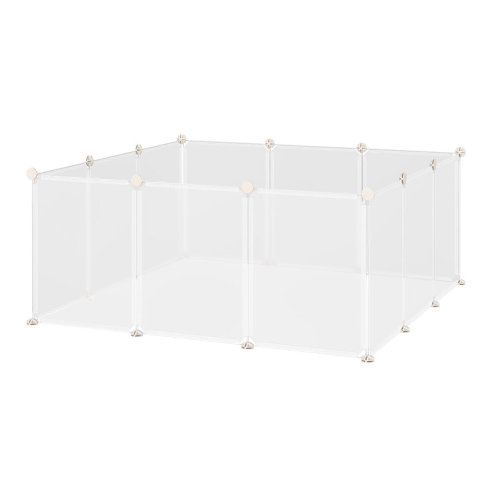 Weißes DIY Freilaufgehege für kleine Haustiere, 105x105cm.