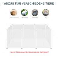 Weißes DIY Freilaufgehege für kleine Haustiere, 105x105cm.