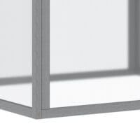 Kompaktes hellgraues Frühbeet aus Holz und Polycarbonat, ideal für kleine Gärten und die Anzucht von Setzlingen.